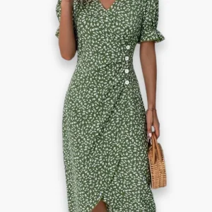 Robe droite midi à col V pour femme | Légère et flatteuse