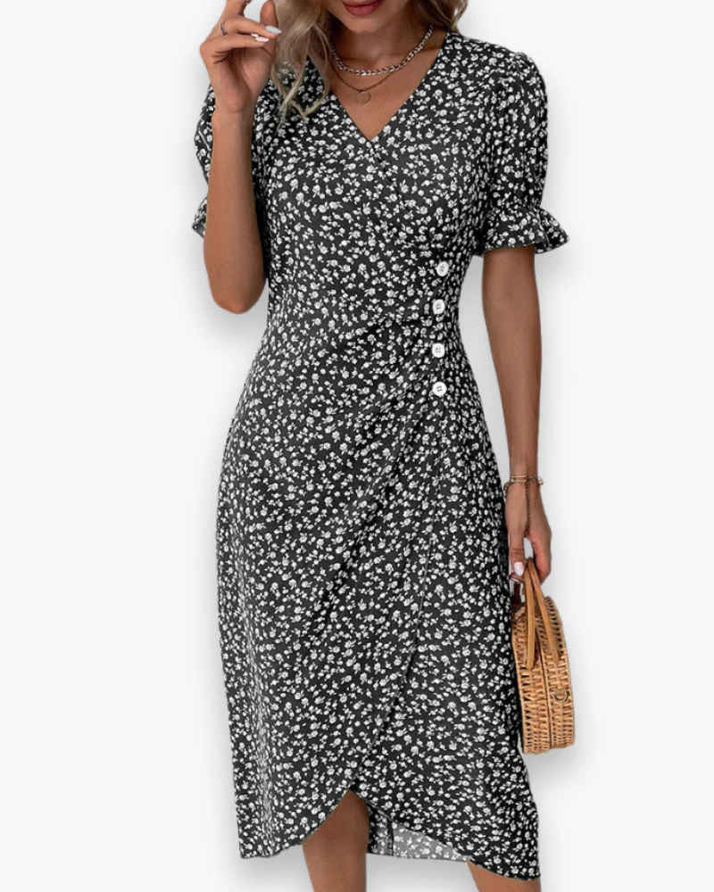 Robe droite midi à col V pour femme | Légère et flatteuse – Image 3