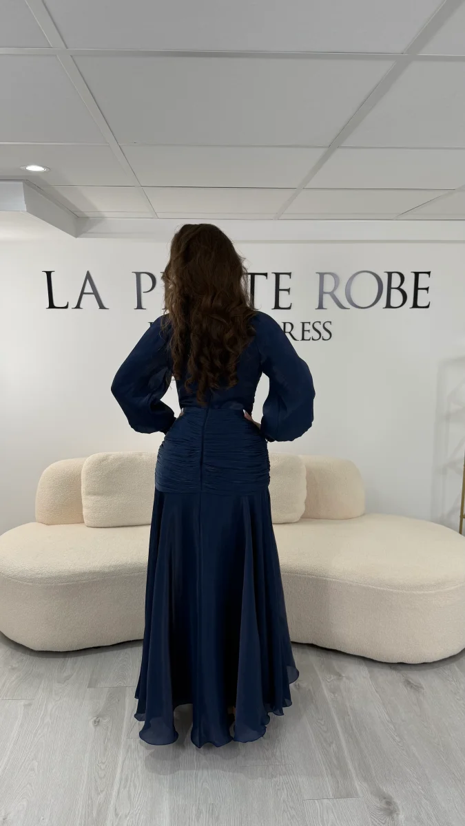 Robe de soirée bleu marine modeste - Ceylan – Image 4