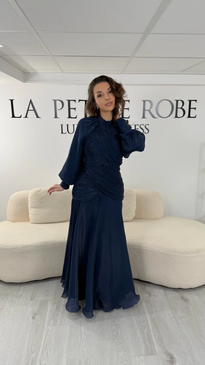 Robe de soirée bleu marine modeste - Ceylan