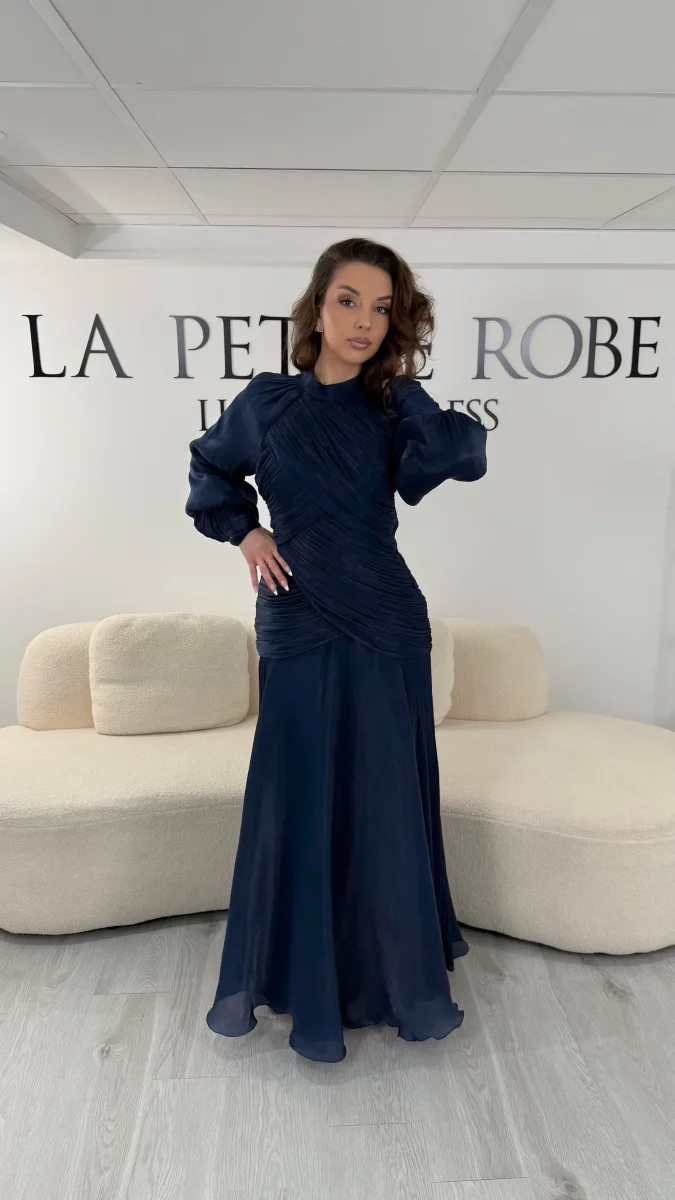 Robe de soirée bleu marine modeste - Ceylan – Image 3