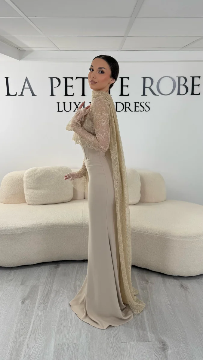 Robe de soirée beige - Bella – Image 4