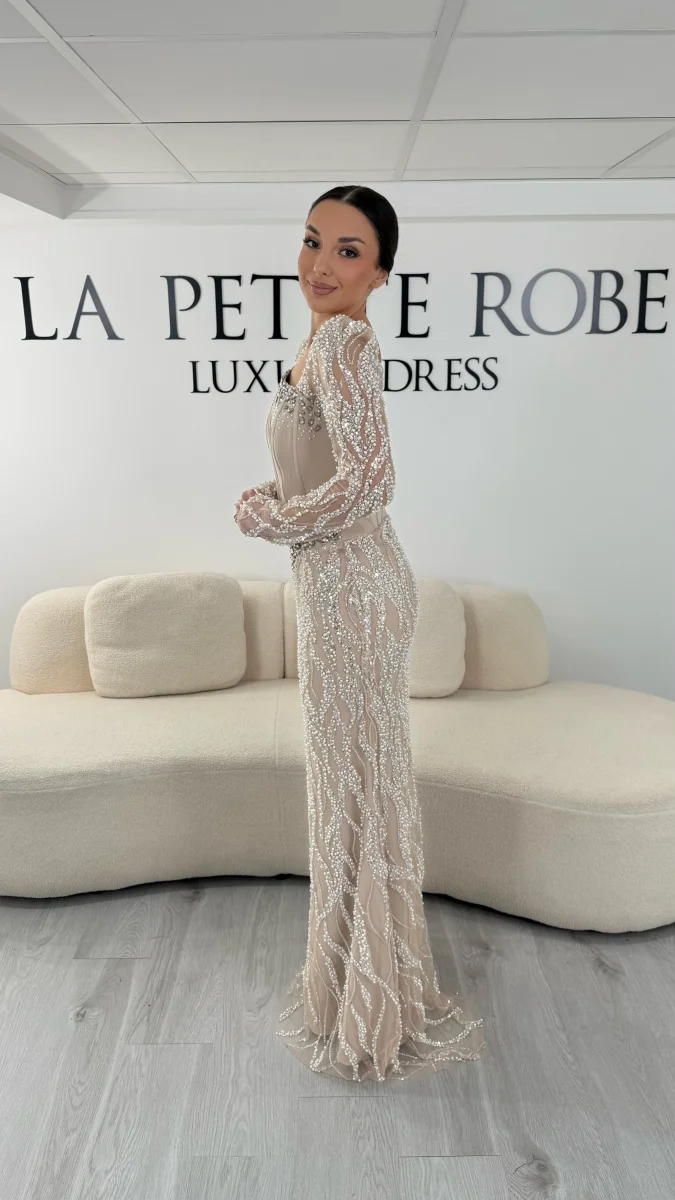 Robe de soirée beige - Elvan – Image 4