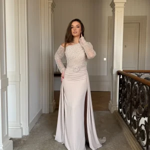 Robe longue élégante beige - Kayla