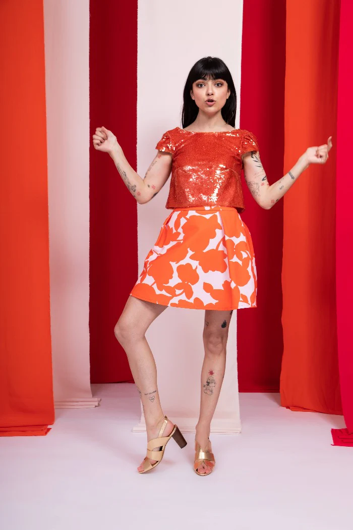 Jupe L'Intrépide Poudre/Orangé – Image 4