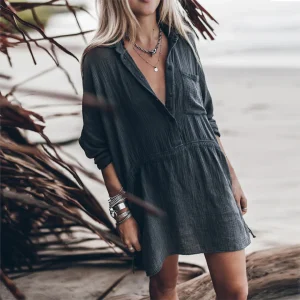 Marine - Robe De Plage Chemise