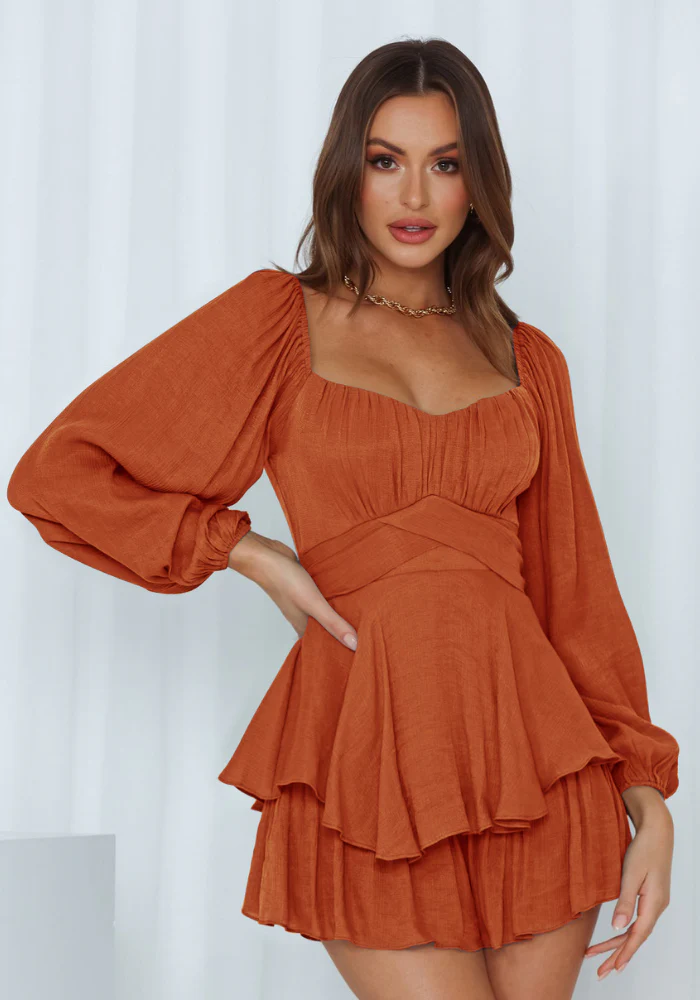 Robe bustier terracotta courte – Image 3