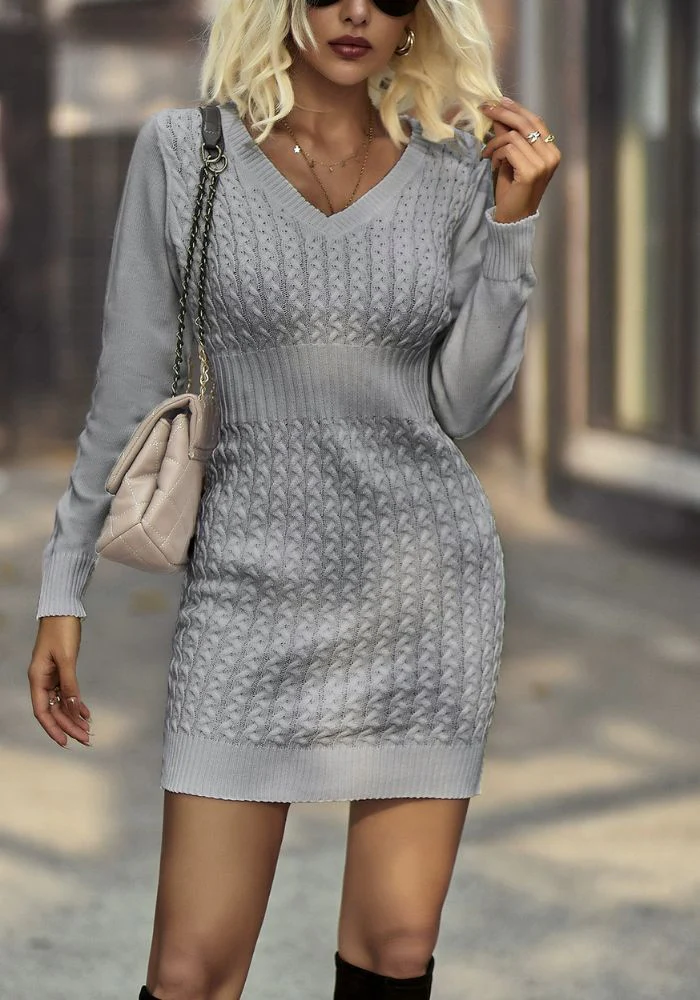 Robe courte hiver col v – Image 4