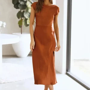 Robe cuivrée mi-longue