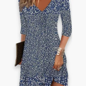 Robe portefeuille courte à motifs pour femme | Ajustée et flatteuse