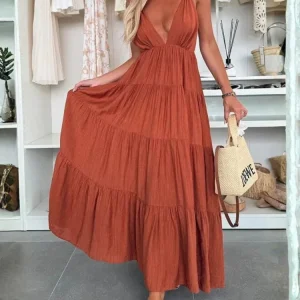 Robe longue cuivre bohème