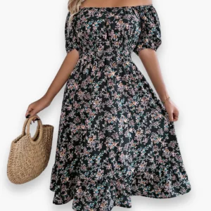 Robe midi smockée à fleurs pour femme | Ample et confortable