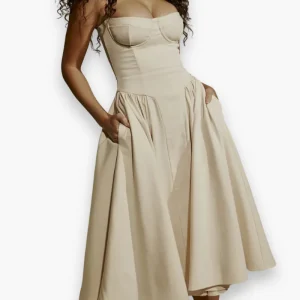Robe bustier midi évasée pour femme | Chic et confortable