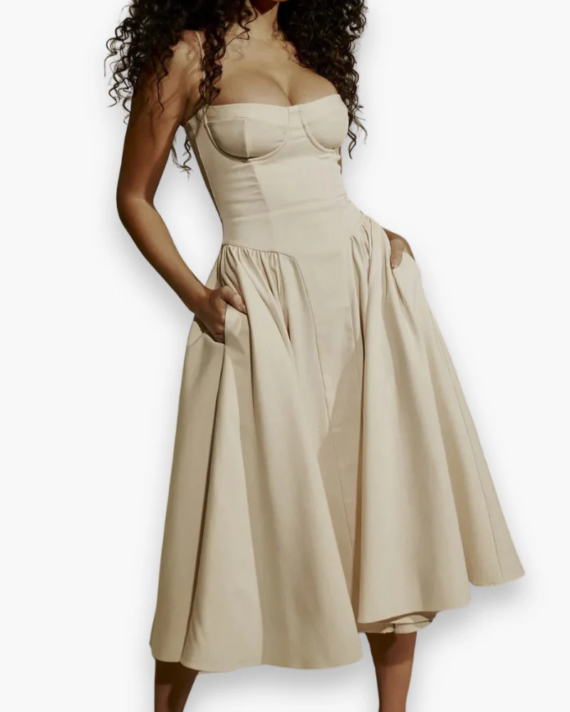 Robe bustier midi évasée pour femme | Chic et confortable – Image 2