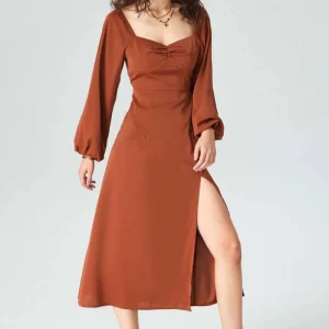 Robe terracotta manche longue