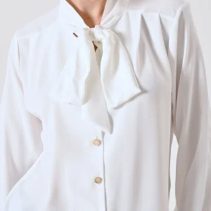 Blusa Bianca in Raso con Fiocco