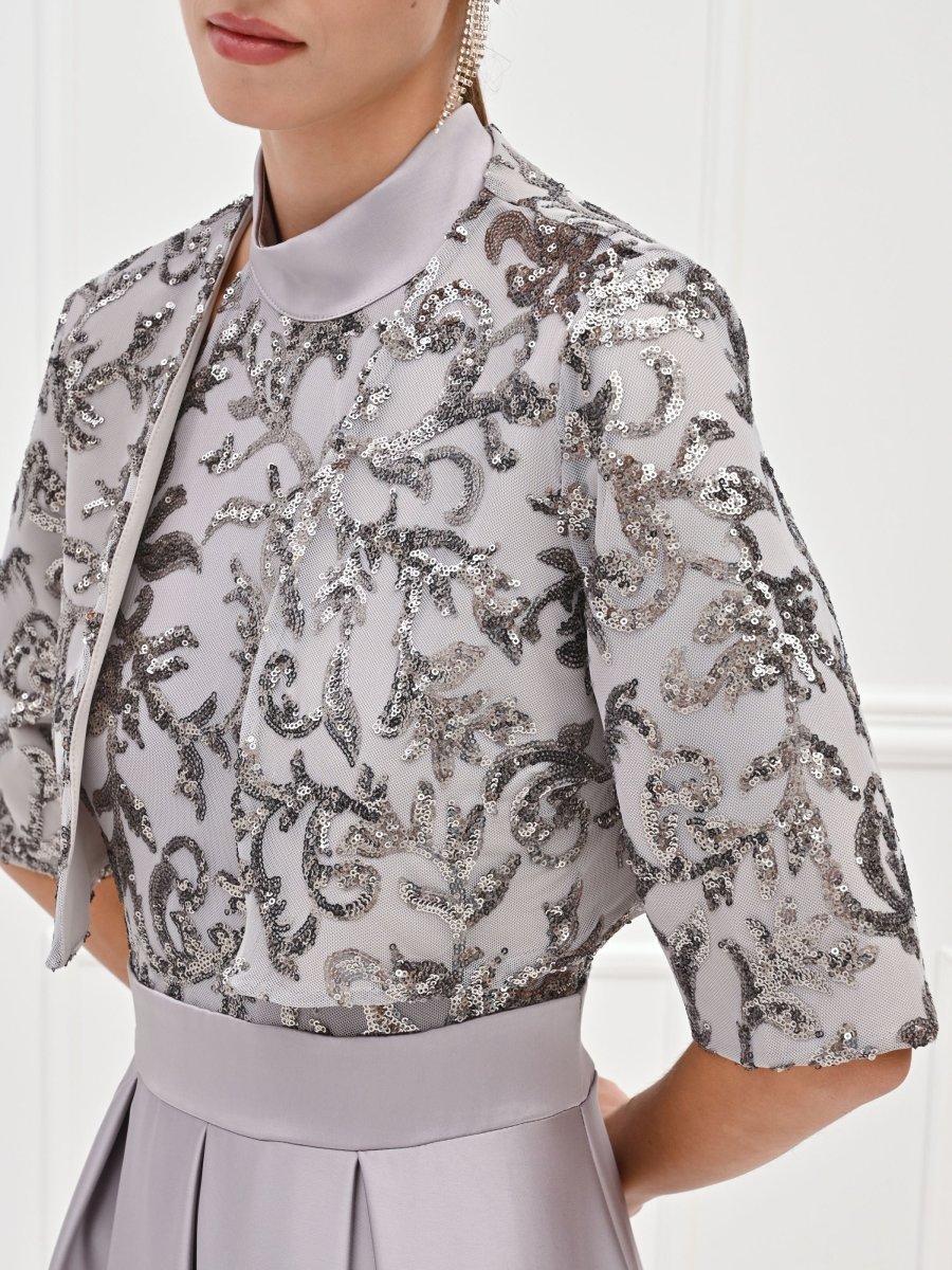 Coprispalle argento con ricamo di paillettes – Image 4