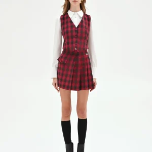 Gilet rosso con fantasia tartan