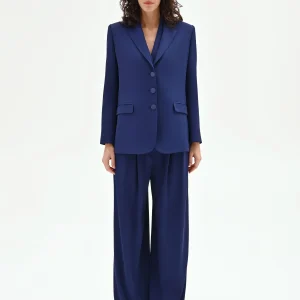 Giacca Studio blu indaco con bottoni rivestiti