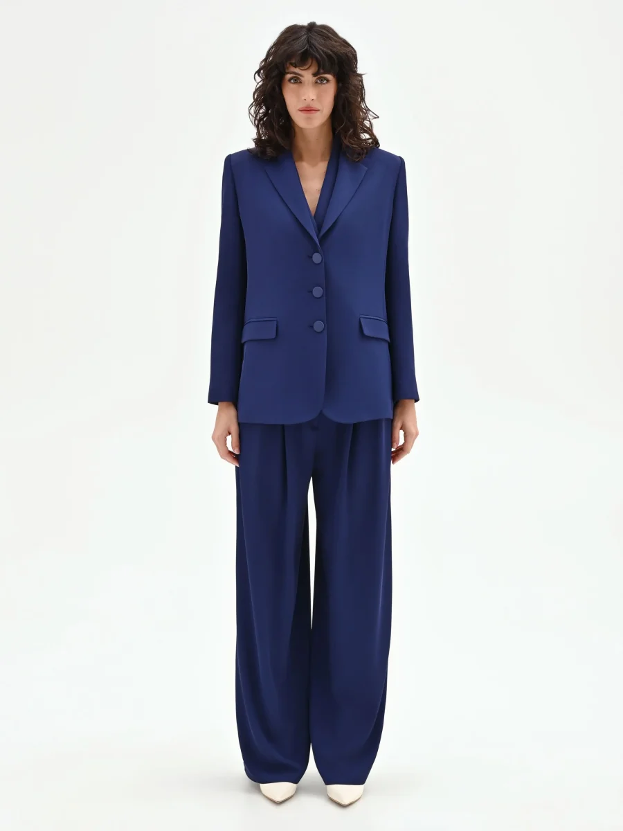 Giacca Studio blu indaco con bottoni rivestiti