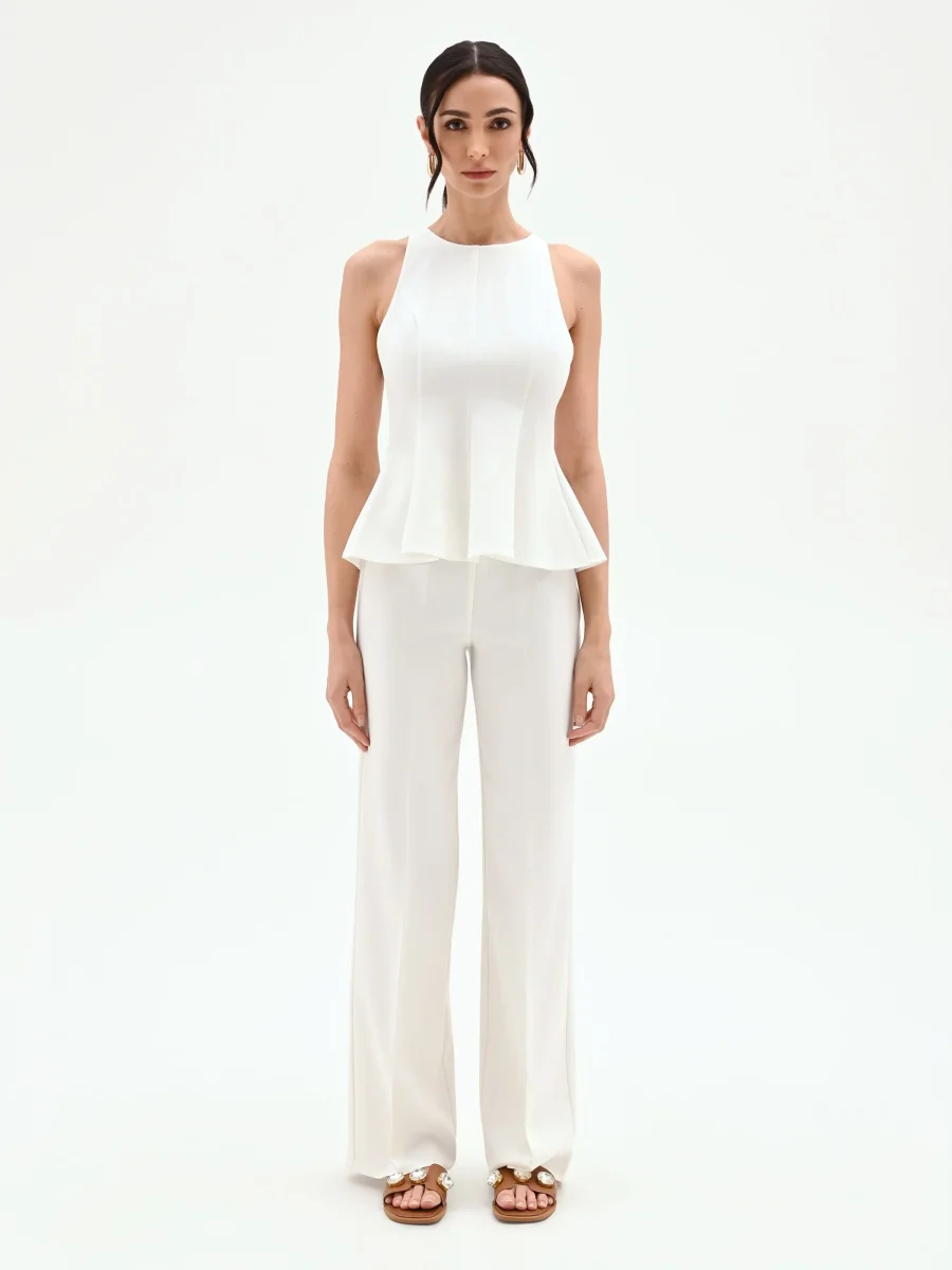 Top panna bianco con baschina