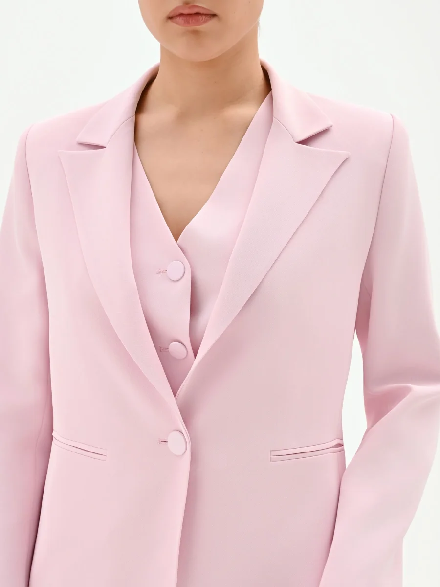 Blazer monopetto rosa pastello in cadi – Image 5