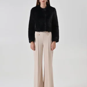 Cappotto corto nero in simil pelliccia