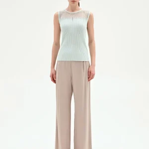 Top verde menta in maglia a costine