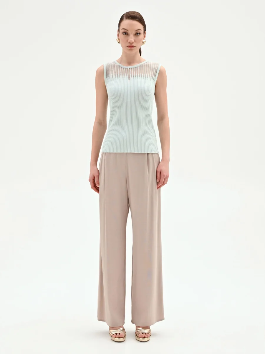 Top verde menta in maglia a costine – Image 2