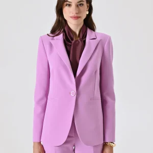 Giacca Monopetto in Tessuto Tecnico Rosa Orchidea