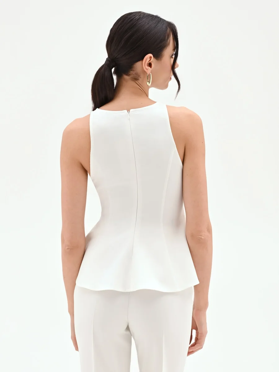 Top panna bianco con baschina – Image 4