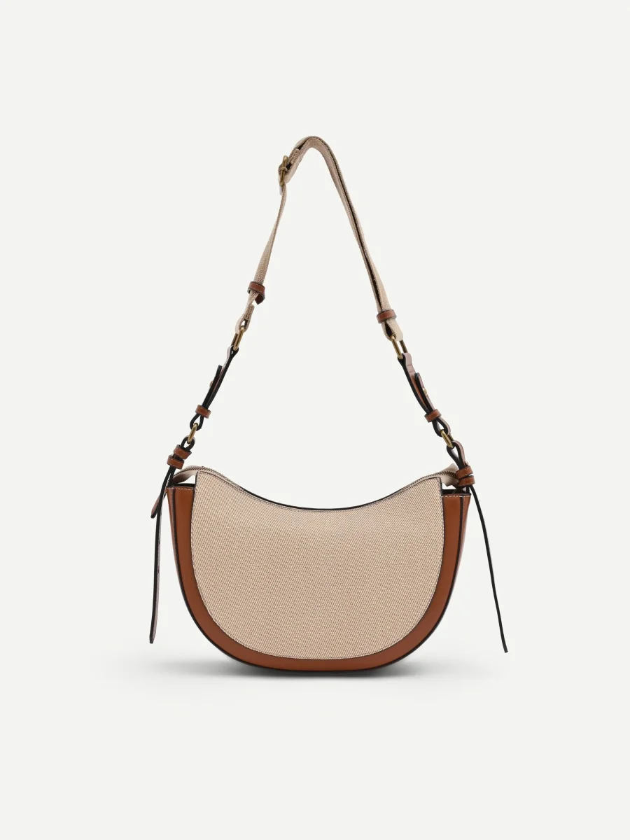 Borsa a tracolla beige con logo – Image 3