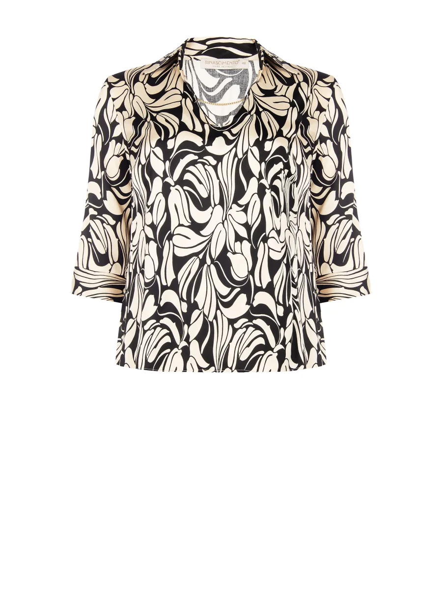 Blusa curvy stampa Floreale Black & White – Image 7