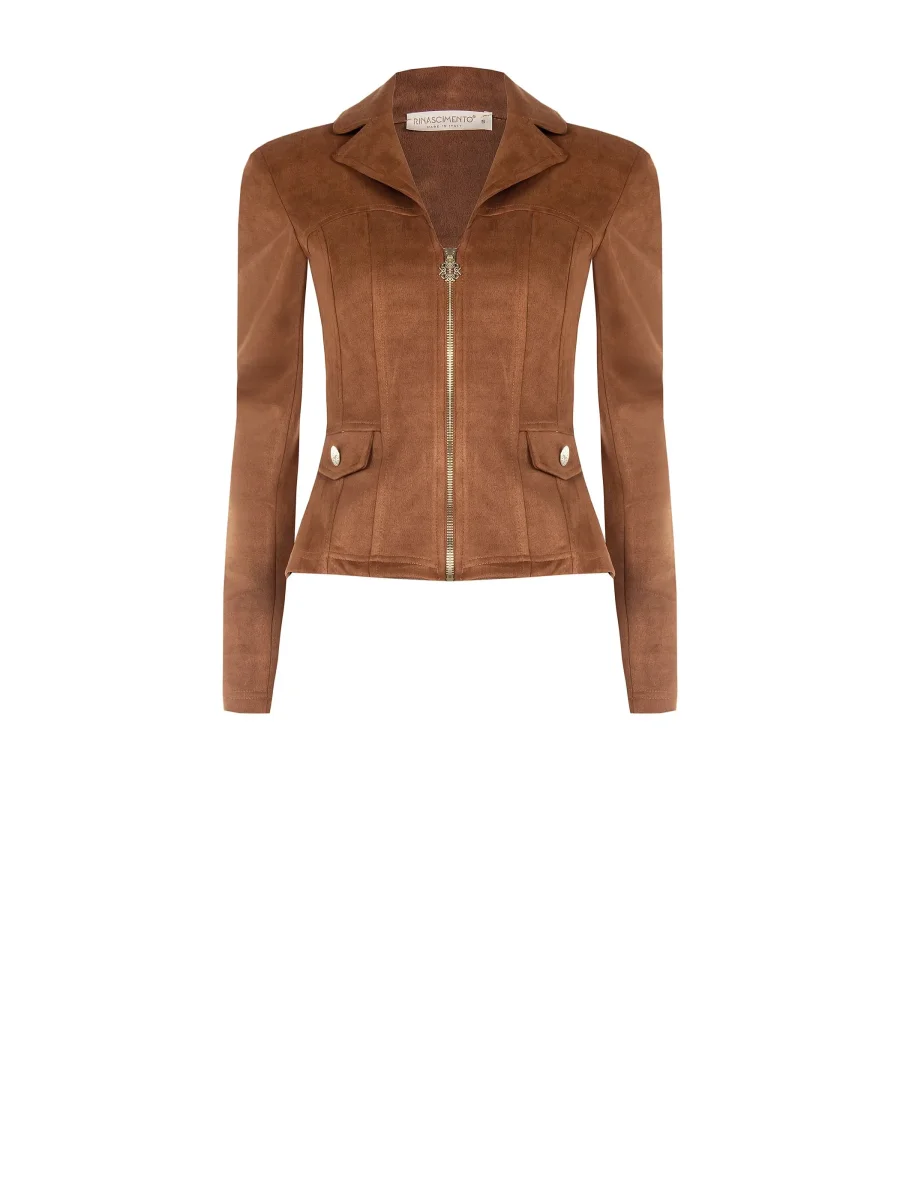 Giubbino corto cammello beige in similpelle – Image 7