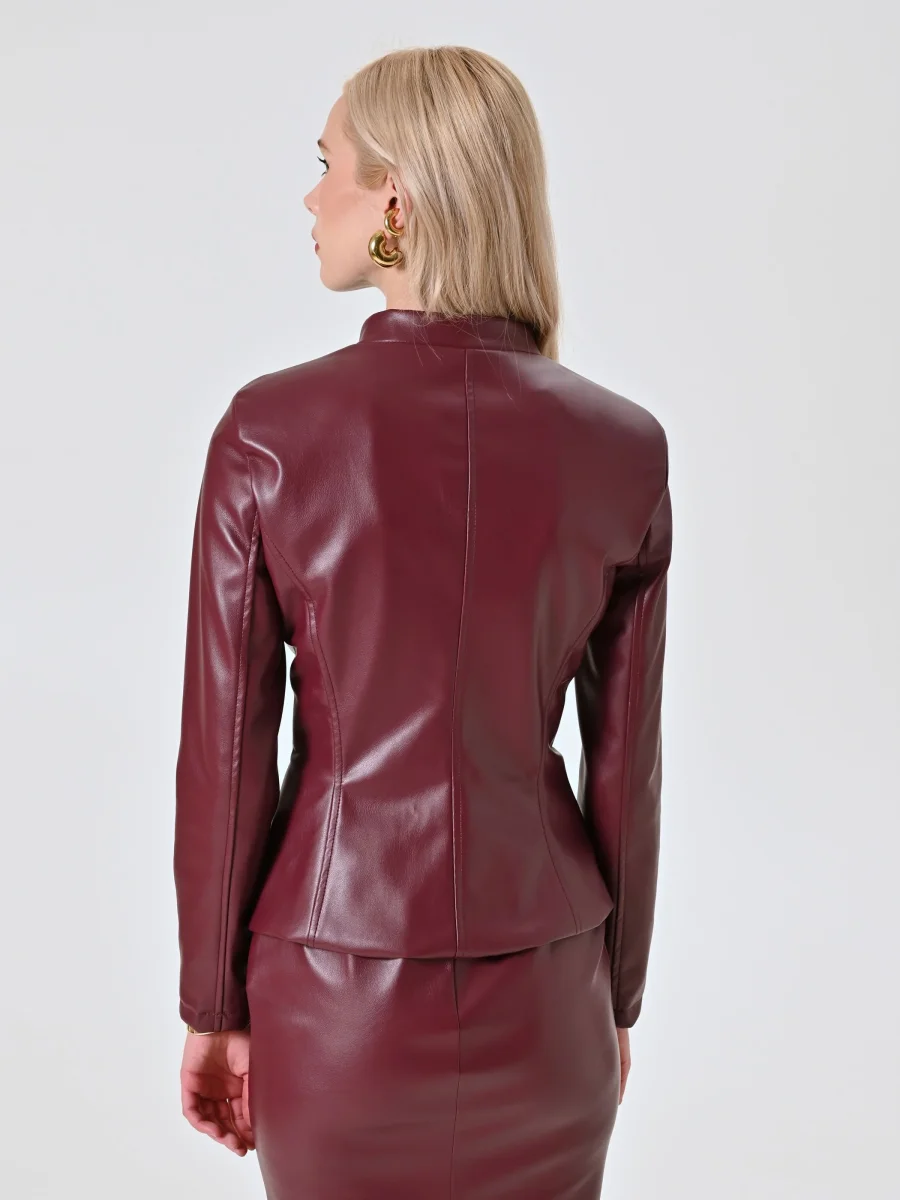 Giacca in Simil Pelle Bordeaux – Image 5