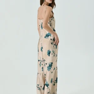 Abito Lungo stampa Floreale Beige