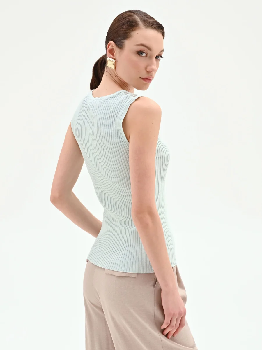 Top verde menta in maglia a costine – Image 4