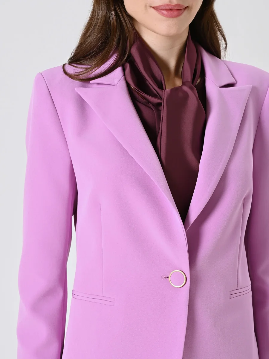 Giacca Monopetto in Tessuto Tecnico Rosa Orchidea – Image 3