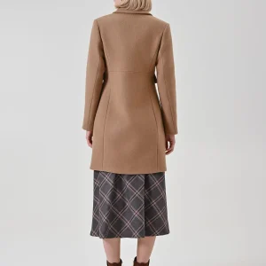 Cappotto doppiopetto misto lana cammello beige