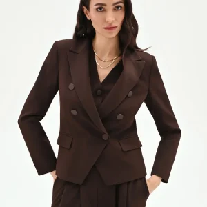 Blazer doppiopetto moro marrone con revers a lancia