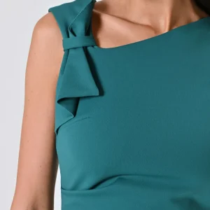 Tubino Midi con Fiocco in Punto Milano Verde