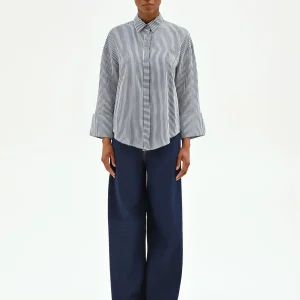 Camicia in viscosa a righe dal volume morbido