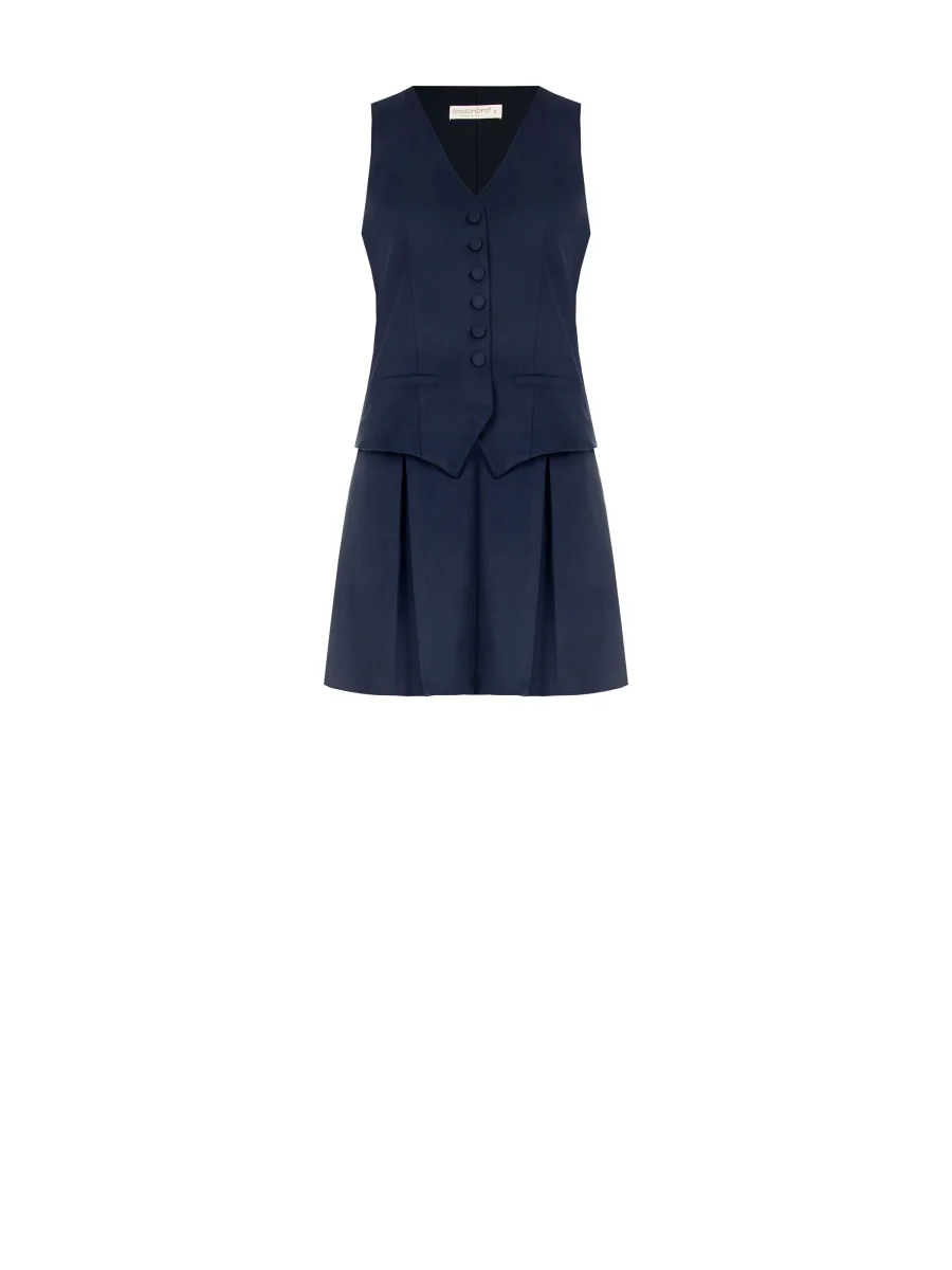 Abito corto effetto due pezzi blu navy – Image 6