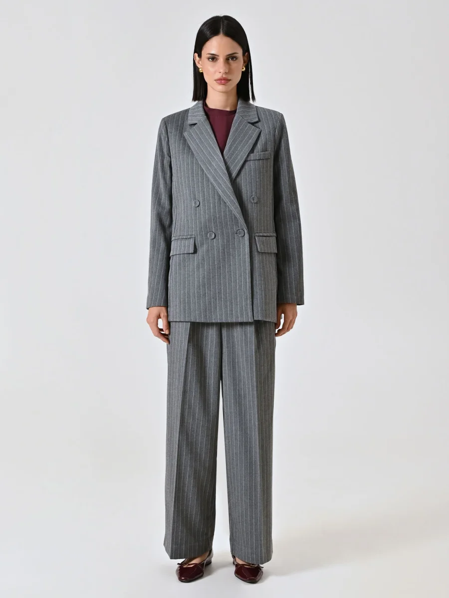 Giacca Grigia Doppiopetto Gessata – Image 5