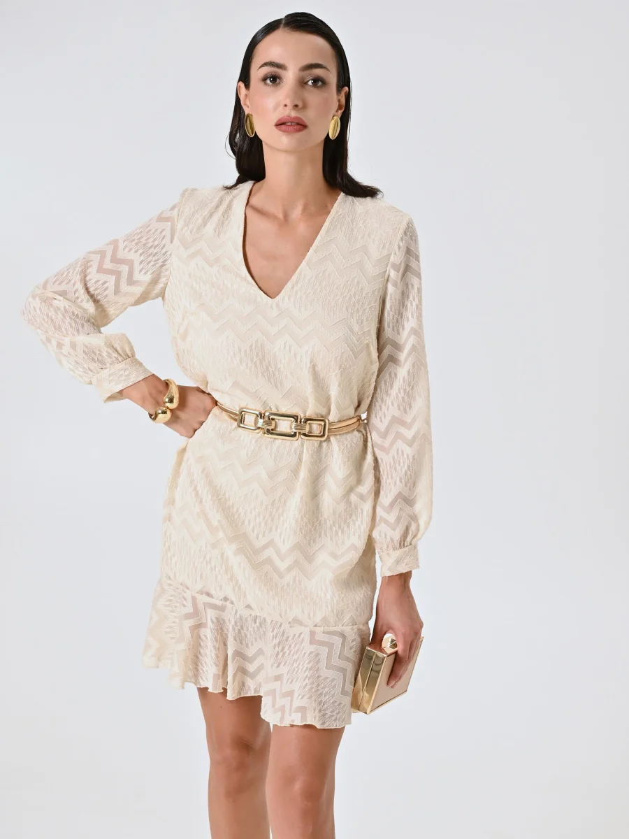 Abito Devoré Bianco con Balza – Image 7