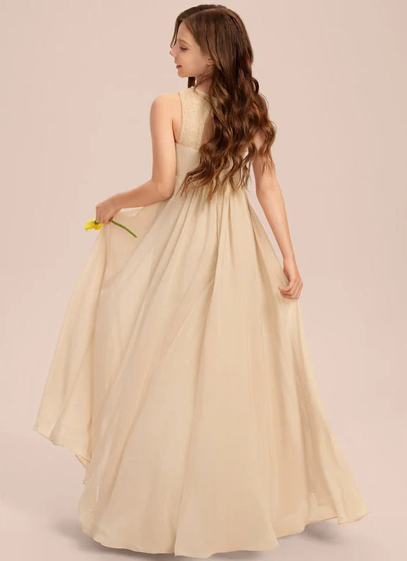Robe Longue Champagne À Col Bénitier Et Ourlet Volanté – Image 5