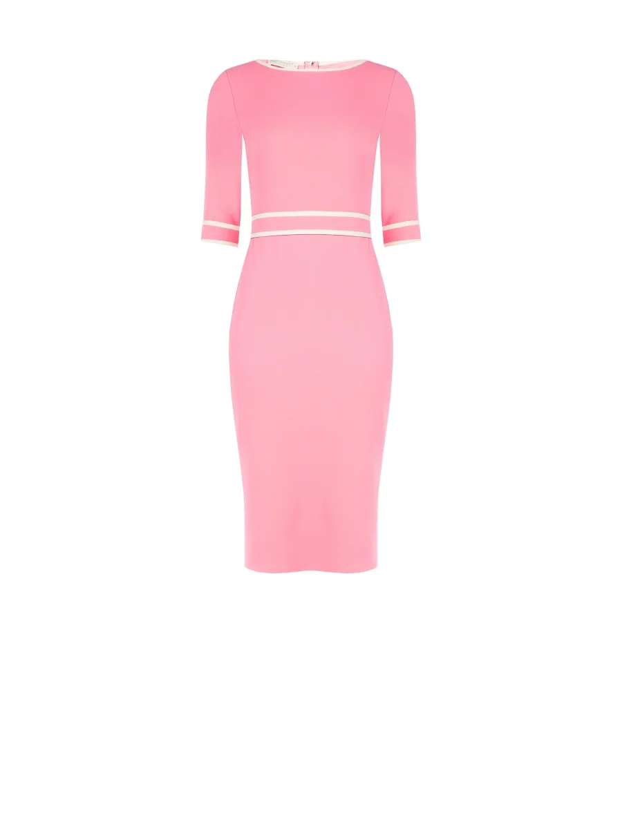 Abito tubino rosa con righe a contrasto – Image 6