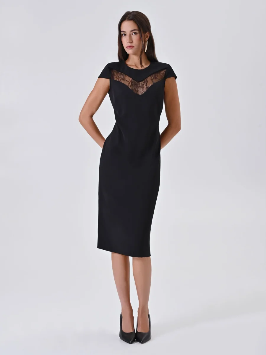 Tubino Nero con Carré in Pizzo – Image 5