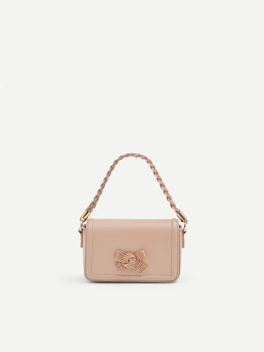 Borsa pochette rosa con fiocco gioiello – Image 6