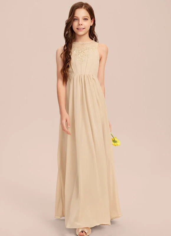 Robe Longue Champagne À Col Bénitier Et Ourlet Volanté – Image 9